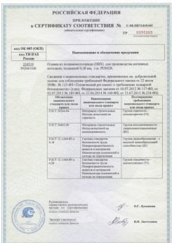 25.06.2015 Шахты - Pongs. Приложение к сертификату соответствия